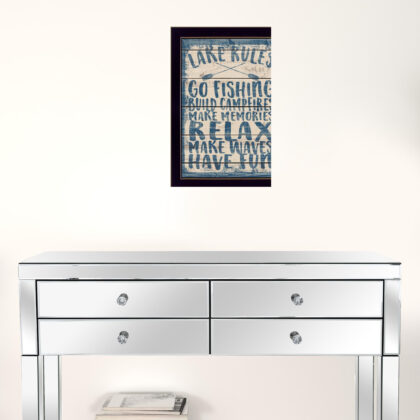 Lake Rules 2 Black Framed Print Wall Art