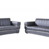Two Piece Indoor Dark Gray Italian Leather Five Person Seating Set