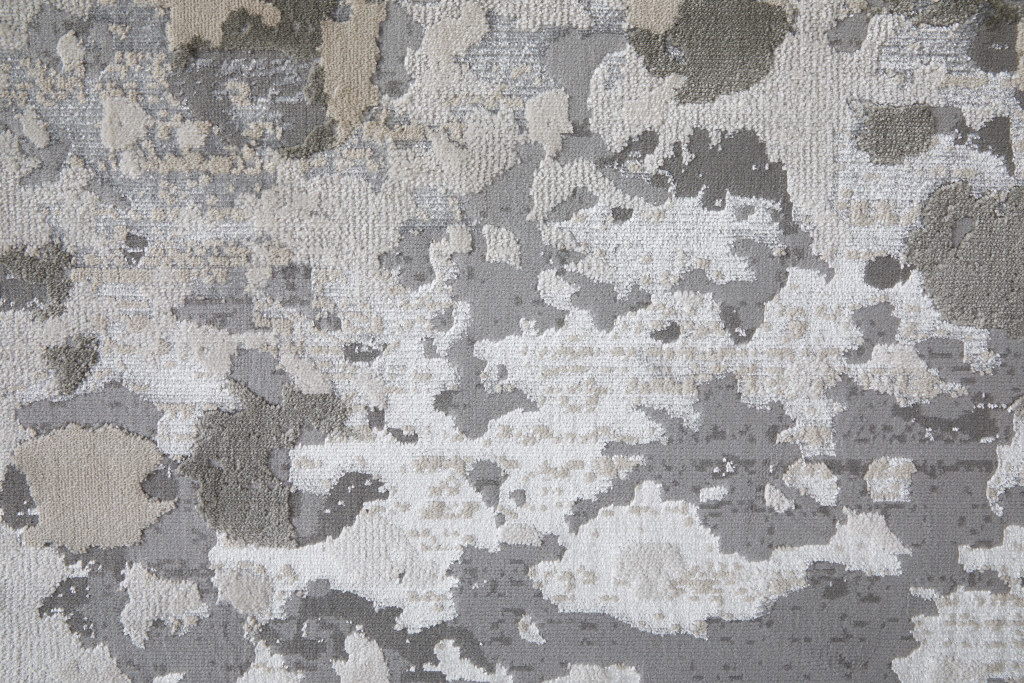 12' X 18' Silver Gray And White Abstract Area Rug