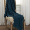 Teal Blue Woven 100% Woven Textured Cotton Throw Blanket