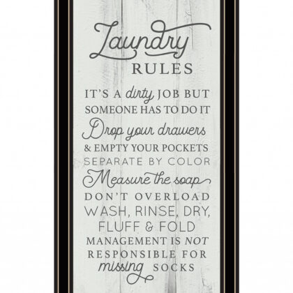 Laundry Rules 1 Black Framed Print Wall Art