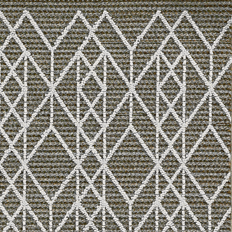 5'X8' Grey Machine Woven Uv Treated Geometric Indoor Outdoor Area Rug
