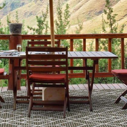 7'X9' Grey Machine Woven Uv Treated Geometric Indoor Outdoor Area Rug