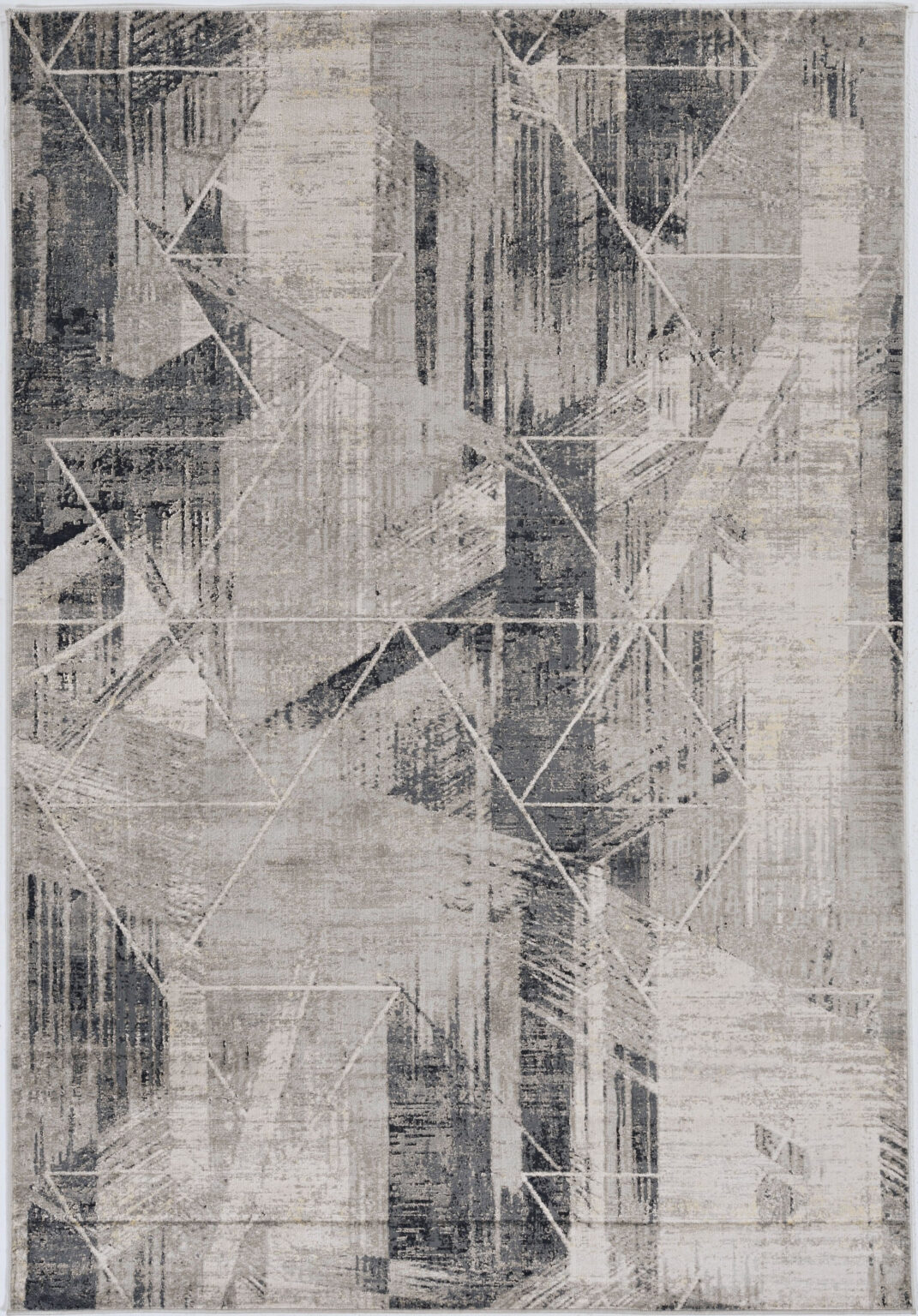 8'X11' Grey Machine Woven Abstract Geometric Indoor Area Rug