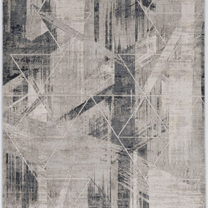 8'X11' Grey Machine Woven Abstract Geometric Indoor Area Rug