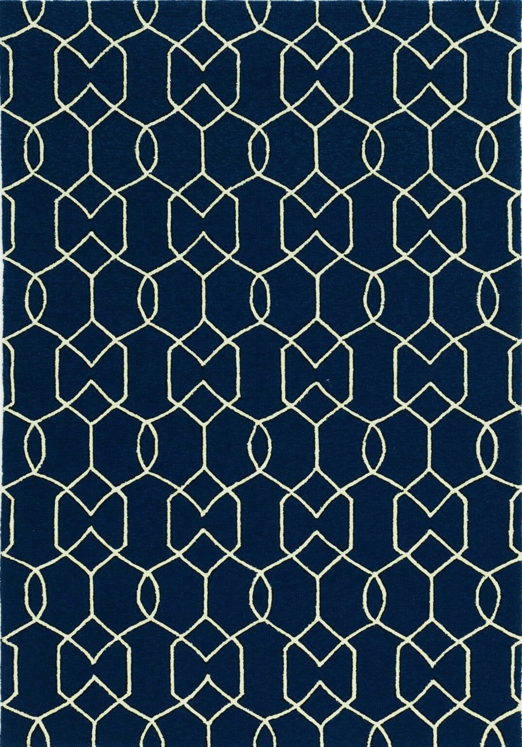 3' X 5' Trellis And Diamond Navy Uv Treated Area Rug