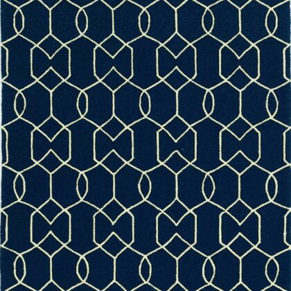 3' X 5' Trellis And Diamond Navy Uv Treated Area Rug