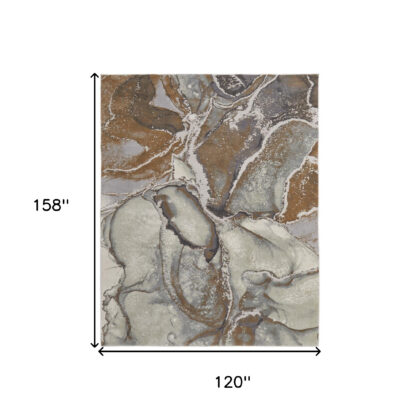 10' x 13' Gray and Brown Marble Power Loom Area Rug