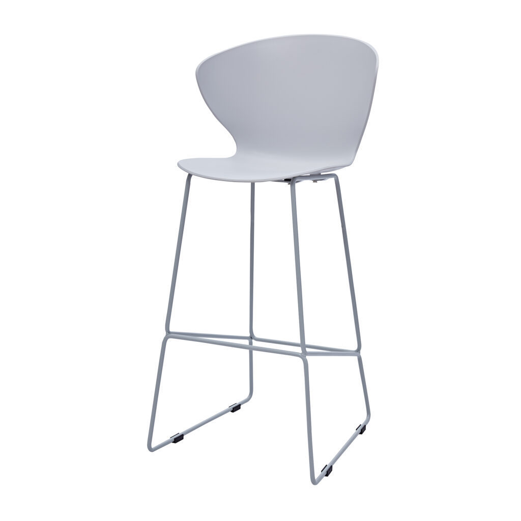 Set of Two 30" Gray Heavy Duty Plastic and Metal Low Back Bar Height Bar Chairs