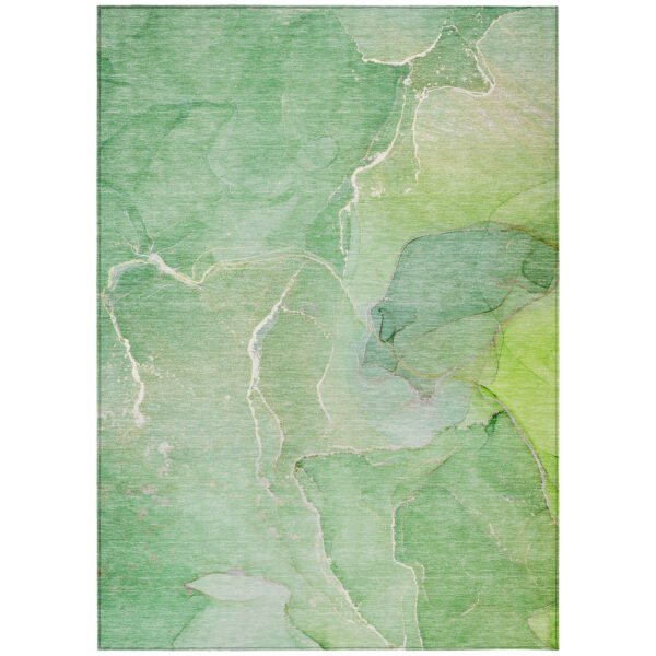 8' X 10' Green Abstract Washable Non Skid Indoor Outdoor Area Rug