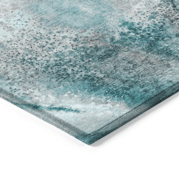 8' Runner Gray and Ivory Abstract Washable Non Skid Indoor Outdoor Runner Rug