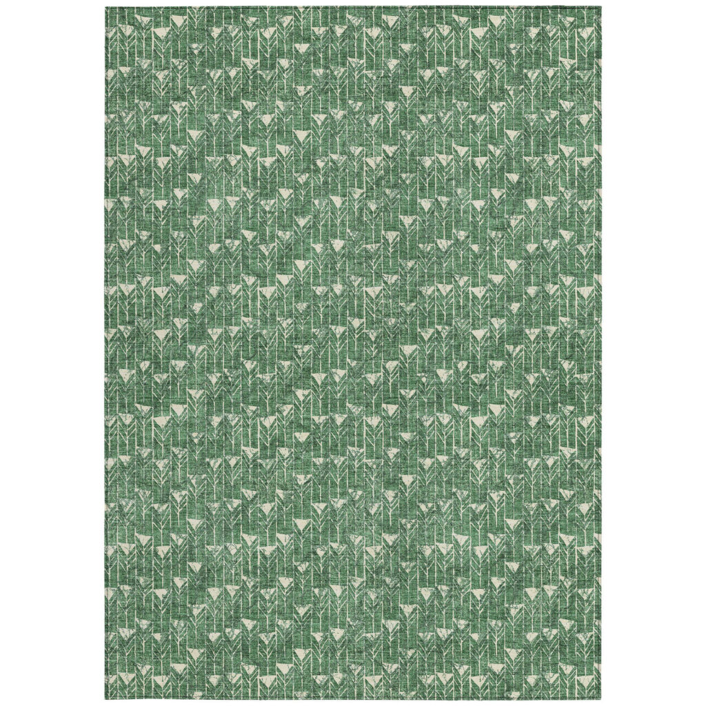 9' X 12' Sage Geometric Washable Non Skid Indoor Outdoor Area Rug