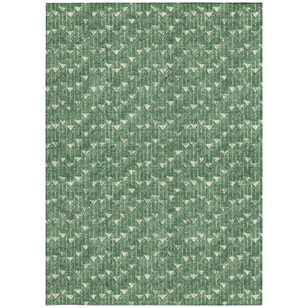 9' X 12' Sage Geometric Washable Non Skid Indoor Outdoor Area Rug