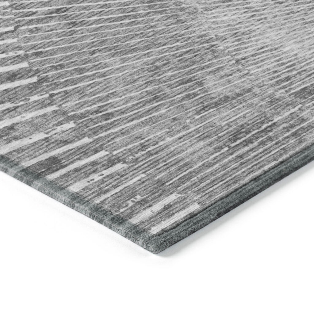 2' X 3' Gray and Ivory Abstract Washable Non Skid Indoor Outdoor Area Rug