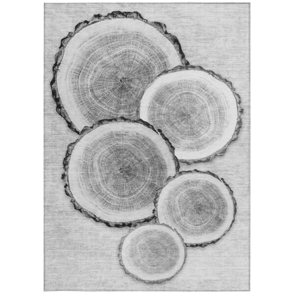 3' X 5' Gray and Black Faux Bois Washable Non Skid Indoor Outdoor Area Rug