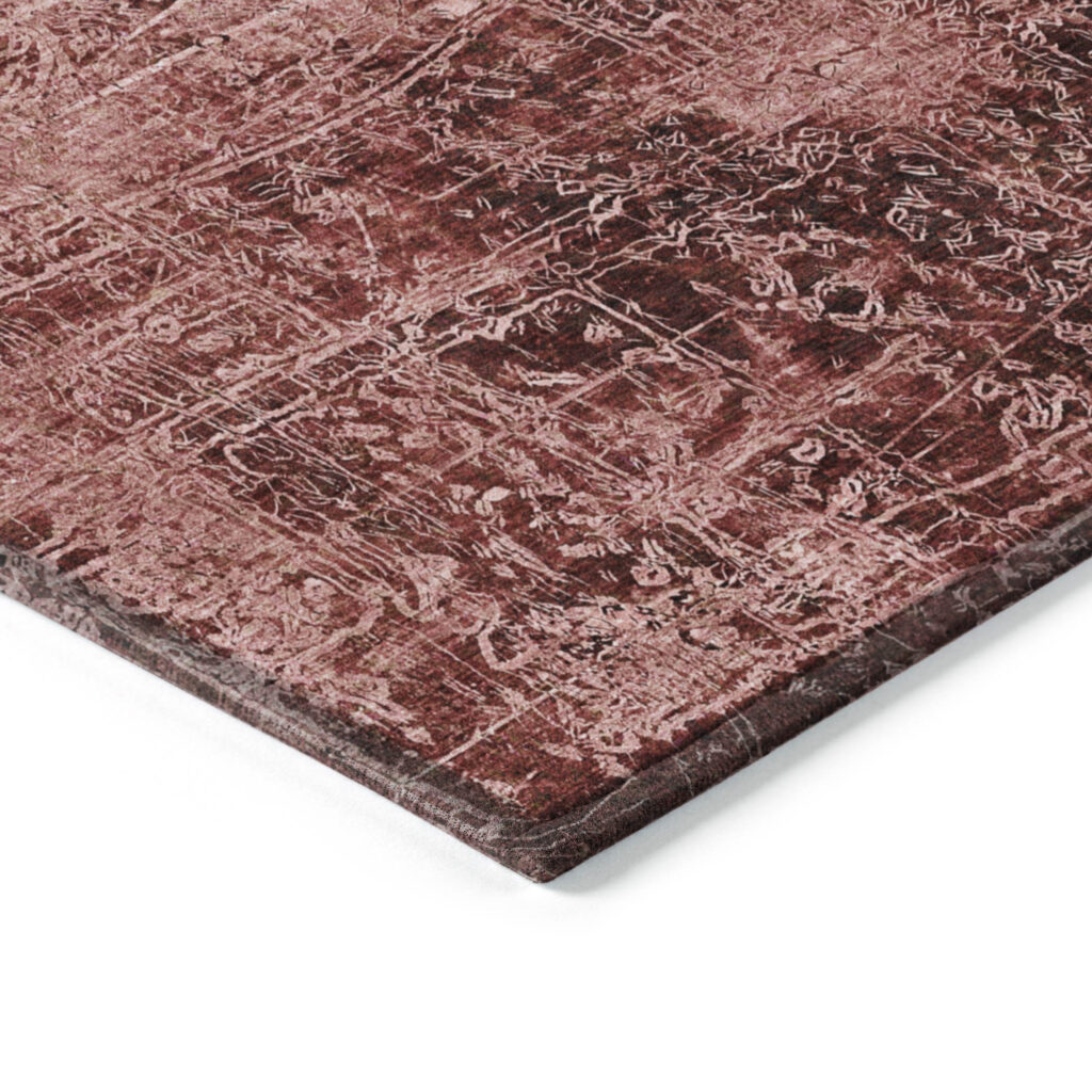 8' Round Merlot Round Abstract Washable Non Skid Indoor Outdoor Area Rug