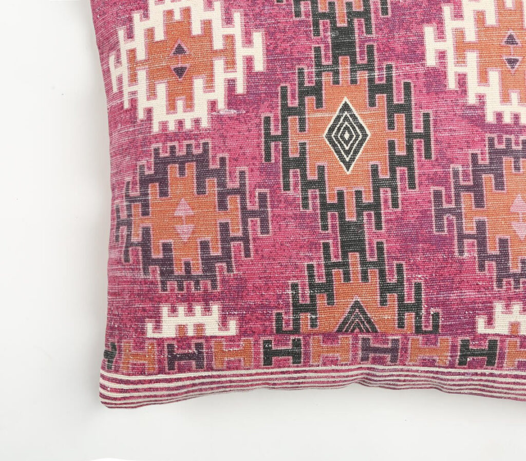 20" Magenta Beige and Rust Handmade Southwestern Indoor Outdoor Throw Pillow Cover