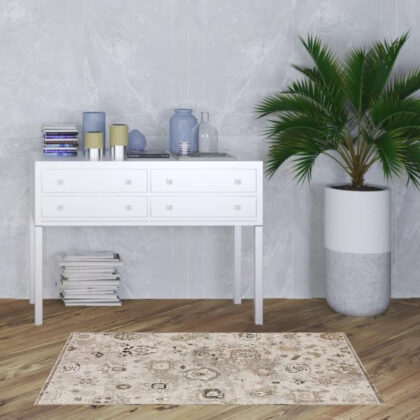 3' X 5' Gray Oriental Area Rug With Fringe