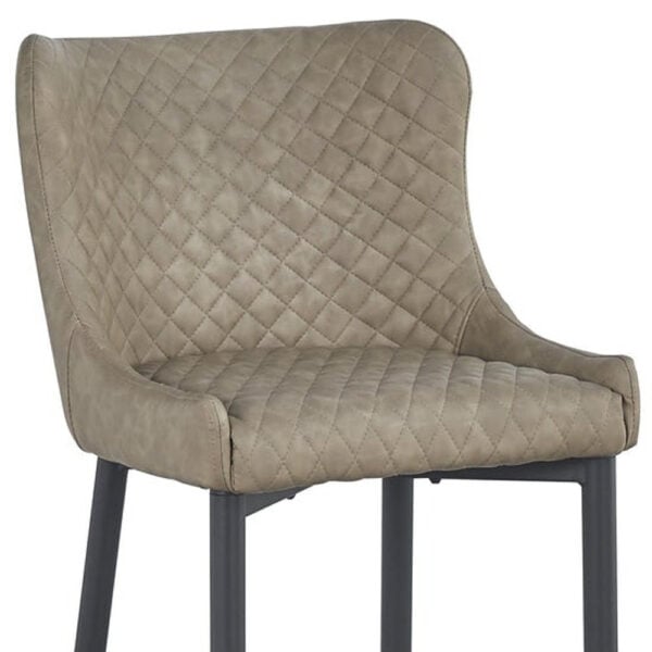 Set of Two 26" Gray and Black Faux Leather and Metal Low Back Counter Height Bar Chairs