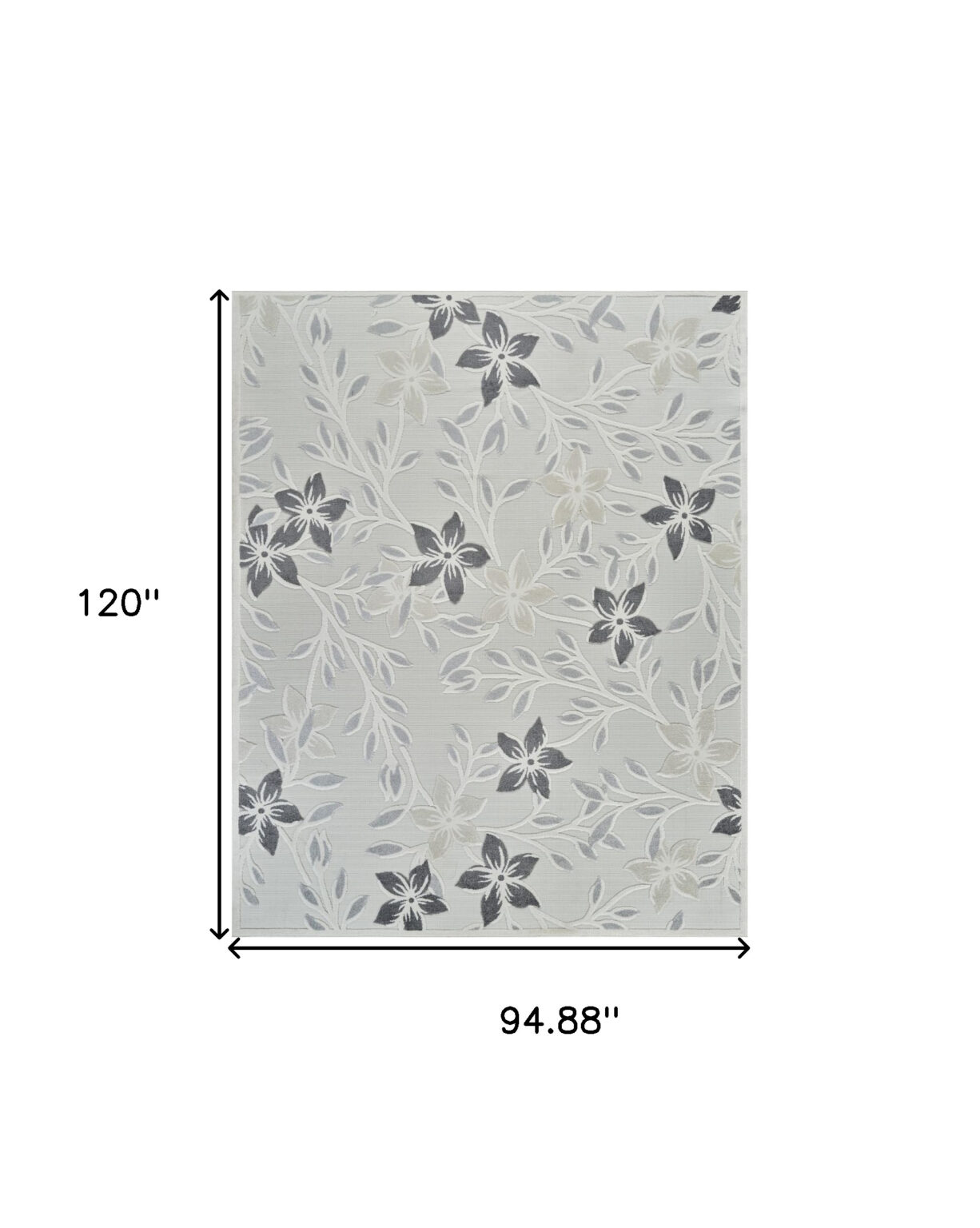 8' X 10' Cream and Gray Floral Distressed Indoor Outdoor Area Rug
