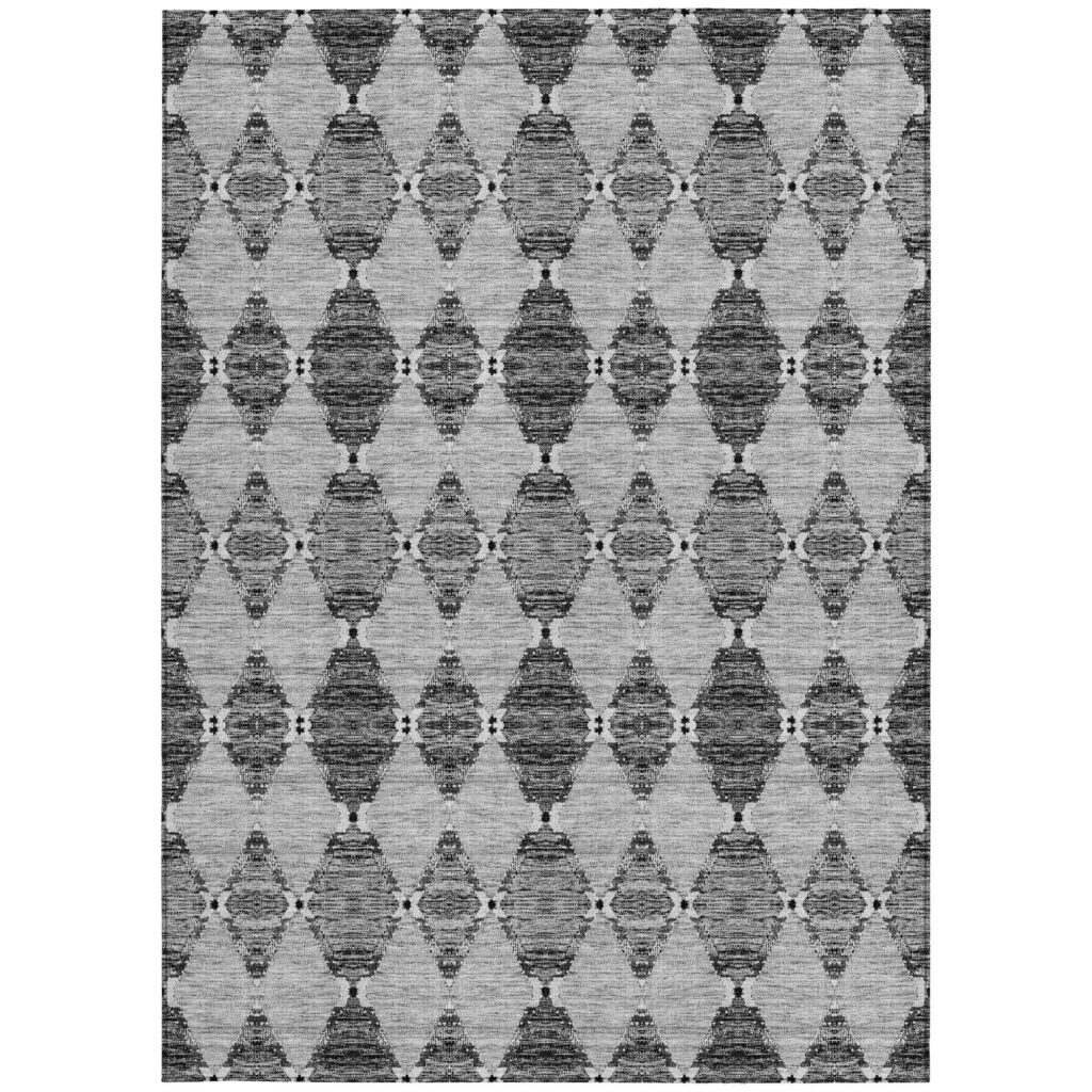 10' X 14' Gray Charcoal And Silver Moroccan Washable Indoor Outdoor Area Rug