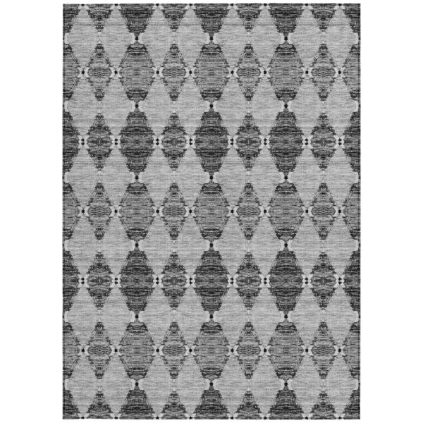 10' X 14' Gray Charcoal And Silver Moroccan Washable Indoor Outdoor Area Rug