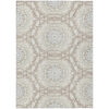 10' X 14' Ivory Beige And Silver Floral Medallion Washable Indoor Outdoor Area Rug