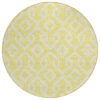 8' Yellow And Ivory Round Geometric Washable Indoor Outdoor Area Rug