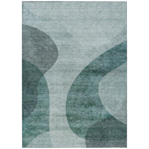 9' X 12' Green And Sage Abstract Washable Indoor Outdoor Area Rug
