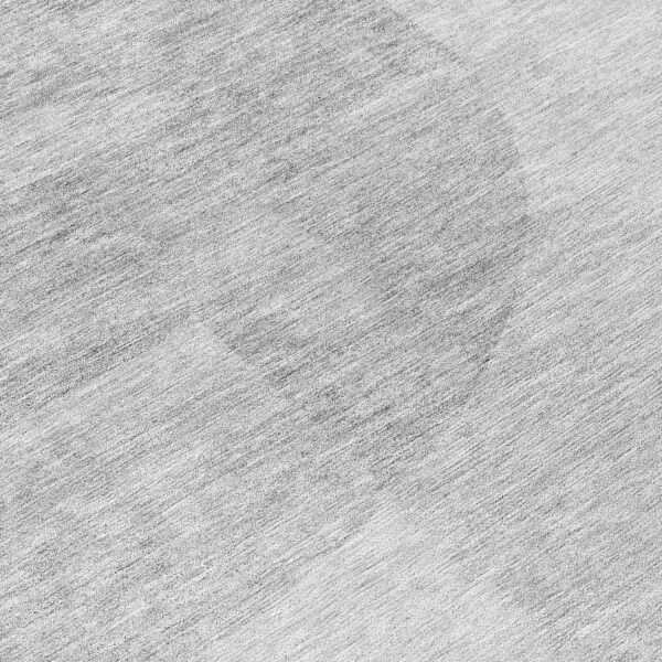 8' Gray Silver And Ivory Round Geometric Washable Indoor Outdoor Area Rug