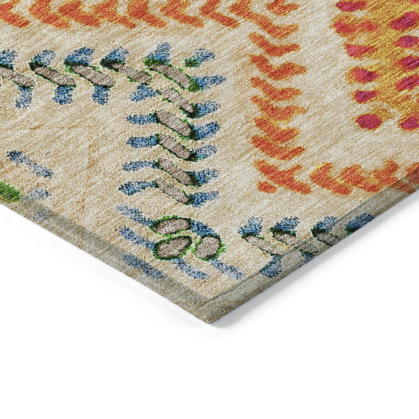 9' X 12' Beige Orange And Red Geometric Washable Indoor Outdoor Area Rug