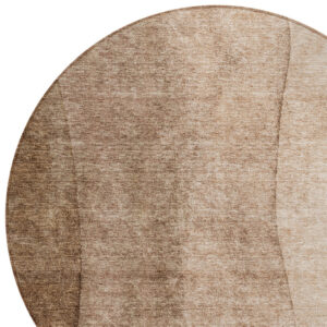 8' Brown And Beige Round Ombre Washable Indoor Outdoor Area Rug