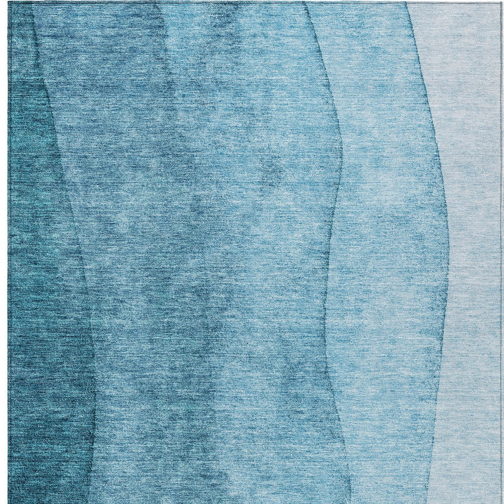 10' X 14' Teal Blue Aqua And Blue Ombre Washable Indoor Outdoor Area Rug