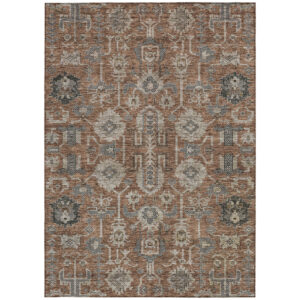 9' X 12' Brown Gray And Charcoal Oriental Washable Indoor Outdoor Area Rug