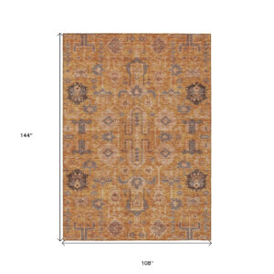 9' X 12' Terra Cotta Beige And Gray Oriental Washable Indoor Outdoor Area Rug