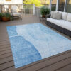 3' X 5' Denim Blue And Sky Blue Abstract Washable Indoor Outdoor Area Rug