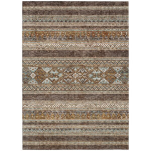 9' X 12' Chocolate And Gray Southwestern Washable Indoor Outdoor Area Rug