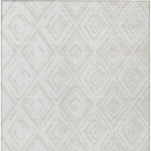 8' X 10' Pearl And Ivory Geometric Washable Indoor Outdoor Area Rug