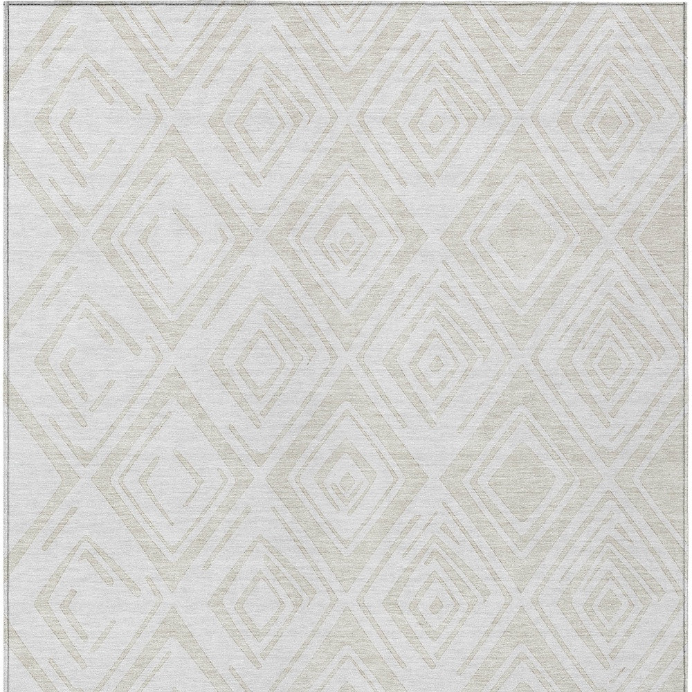 8' X 10' Pearl And Ivory Geometric Washable Indoor Outdoor Area Rug
