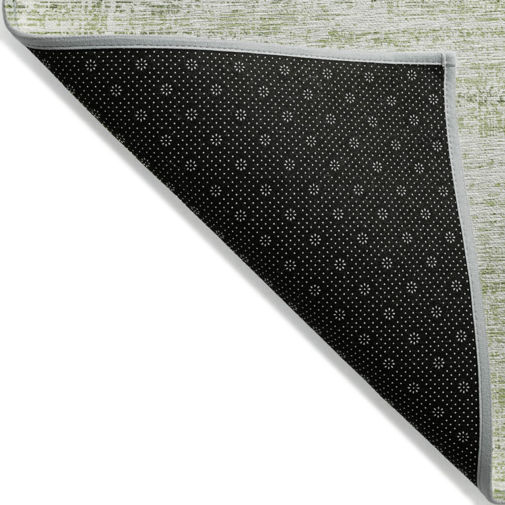 8' X 10' Artichoke Green Green And Ivory Abstract Washable Indoor Outdoor Area Rug