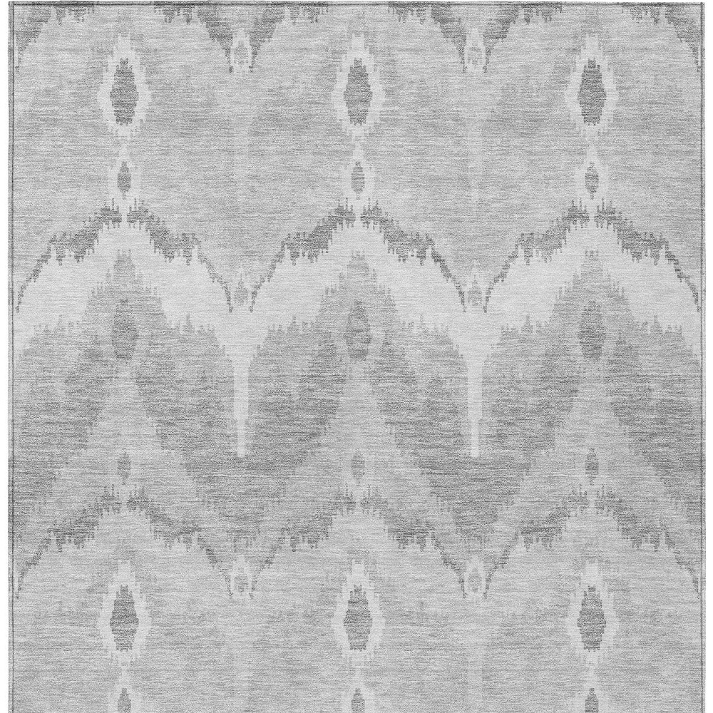 8' X 10' Silver And Gray Ikat Washable Indoor Outdoor Area Rug
