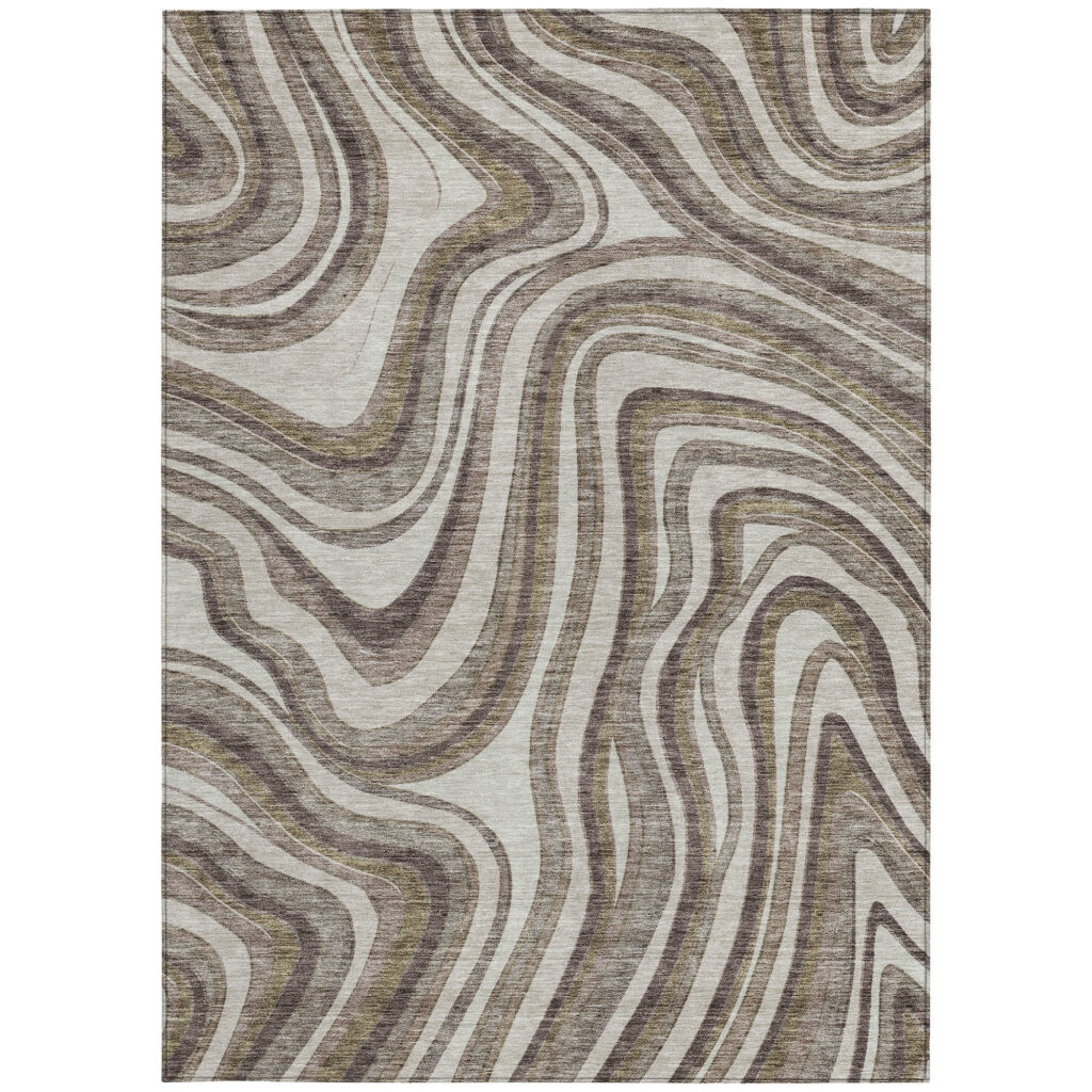 10' X 14' Brown Ivory And Taupe Abstract Washable Indoor Outdoor Area Rug