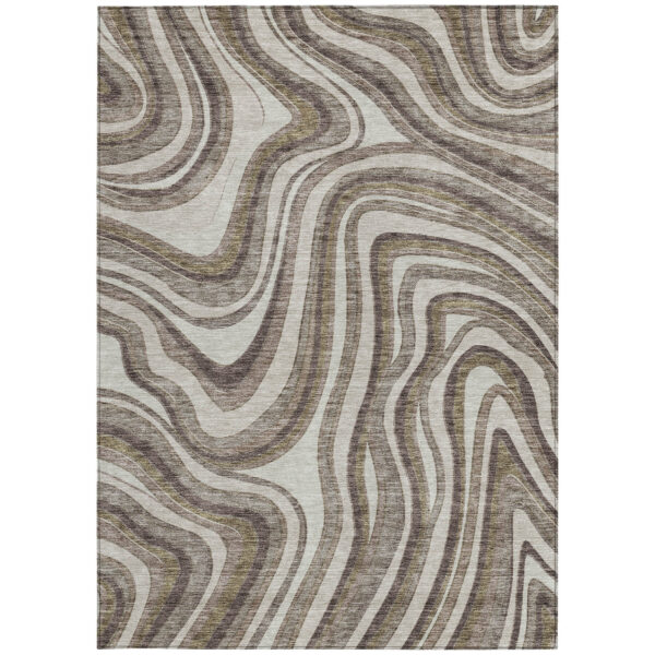 10' X 14' Brown Ivory And Taupe Abstract Washable Indoor Outdoor Area Rug