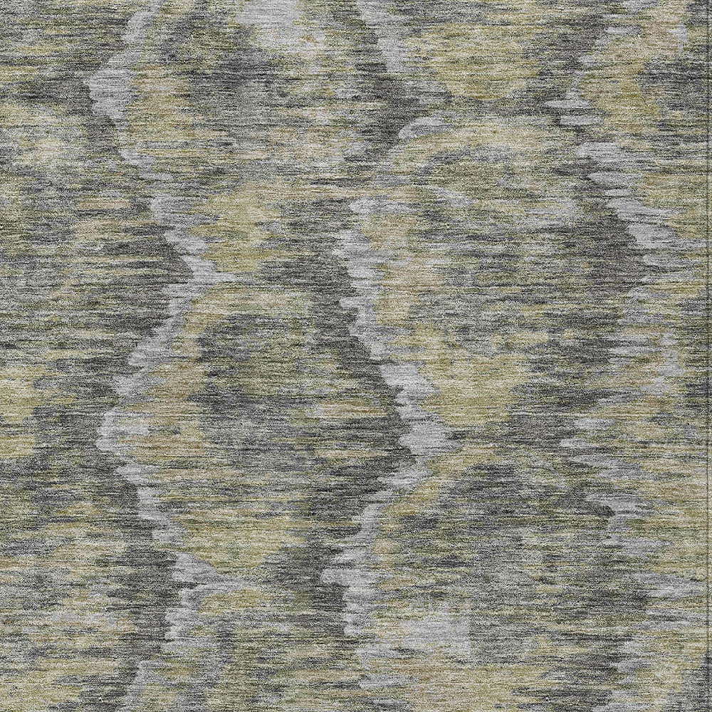8' X 10' Gray Silver And Wheat Abstract Washable Indoor Outdoor Area Rug