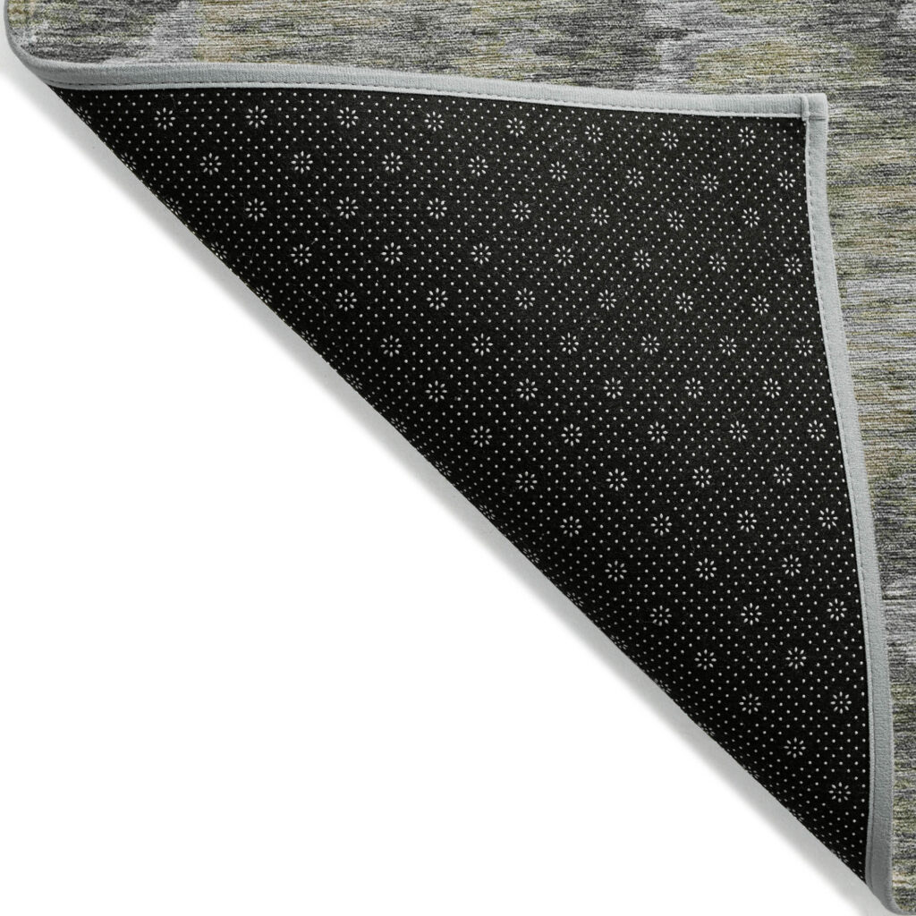 3' X 5' Gray Silver And Wheat Abstract Washable Indoor Outdoor Area Rug