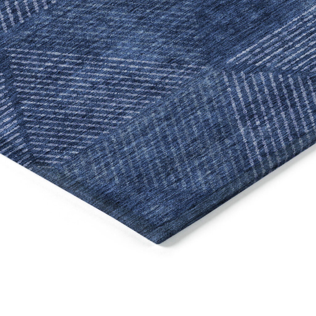 8' X 10' Navy Blue And Sky Blue Geometric Washable Indoor Outdoor Area Rug