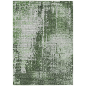 5' X 8' Fern Green And Green Abstract Washable Indoor Outdoor Area Rug