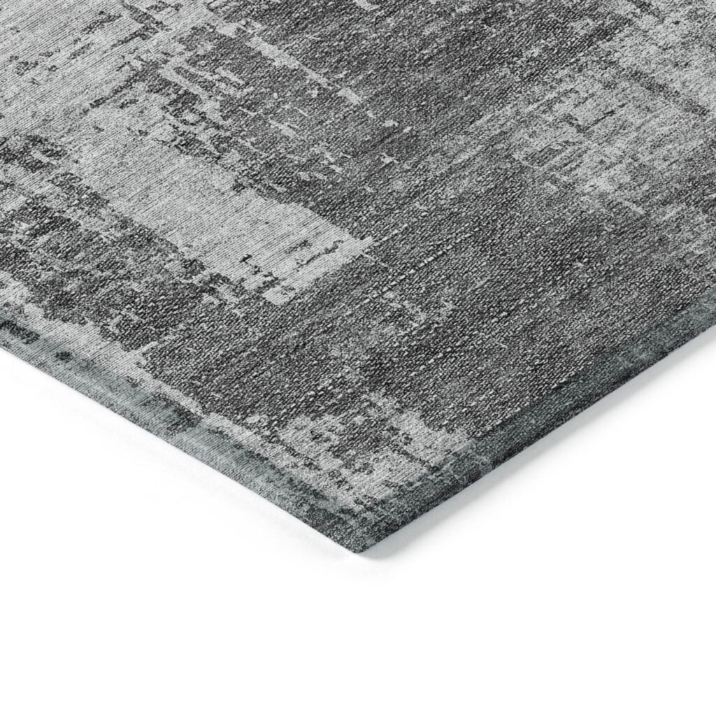3' X 5' Gray Charcoal And Silver Abstract Washable Indoor Outdoor Area Rug