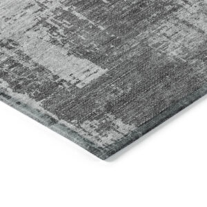 3' X 5' Gray Charcoal And Silver Abstract Washable Indoor Outdoor Area Rug
