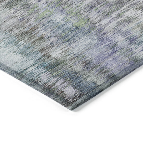 9' X 12' Green Gray And Purple Abstract Washable Indoor Outdoor Area Rug